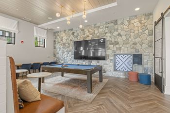 Game room with billiards and entertainment kitchen